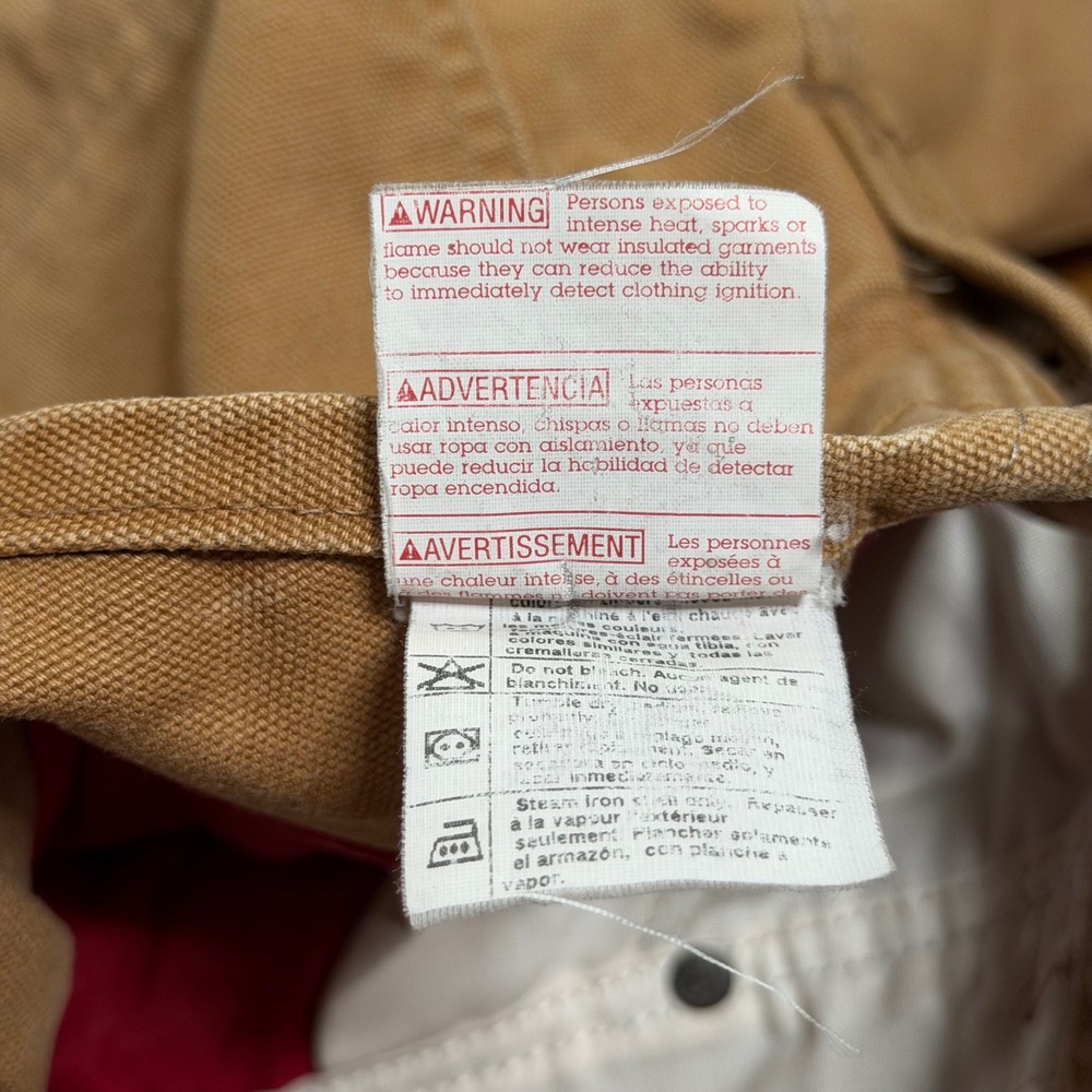 Vintage Carhartt R02 BRN Quilt Line Double Knee Duck Canvas Overalls USA 44 x 34 - Picture 11 of 12